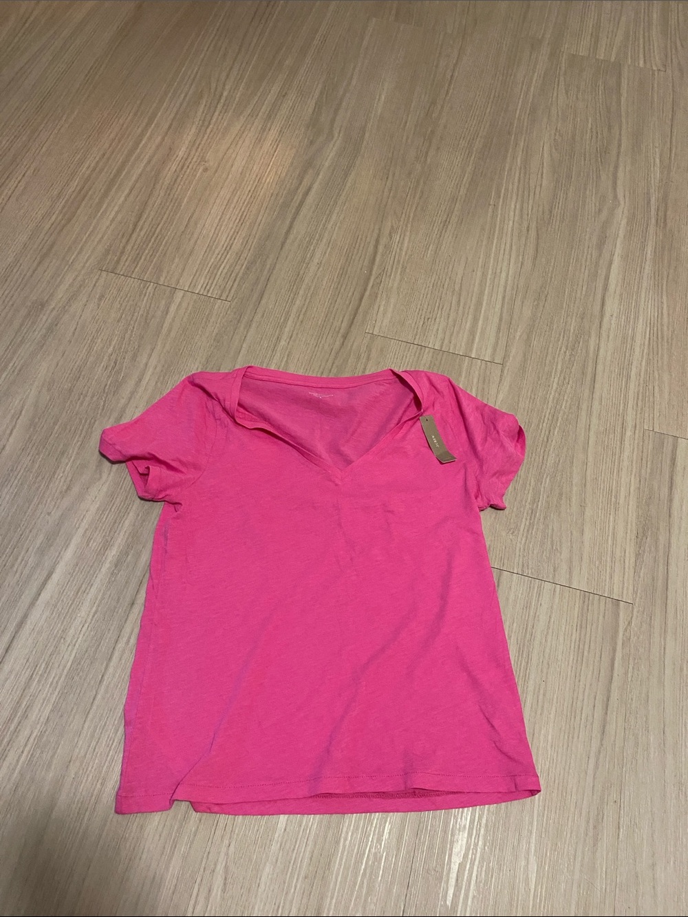 J. Crew Bright Pink V-Neck Tee
